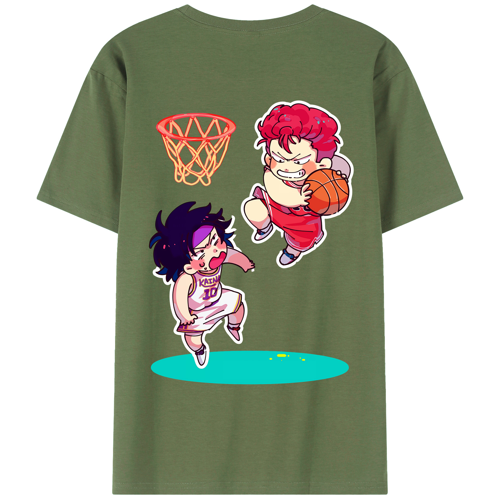 （画像用） SLAM DUNK／スラムダンク 綿100％ メンズ半袖Tシャツ（バックプリント） 通気性